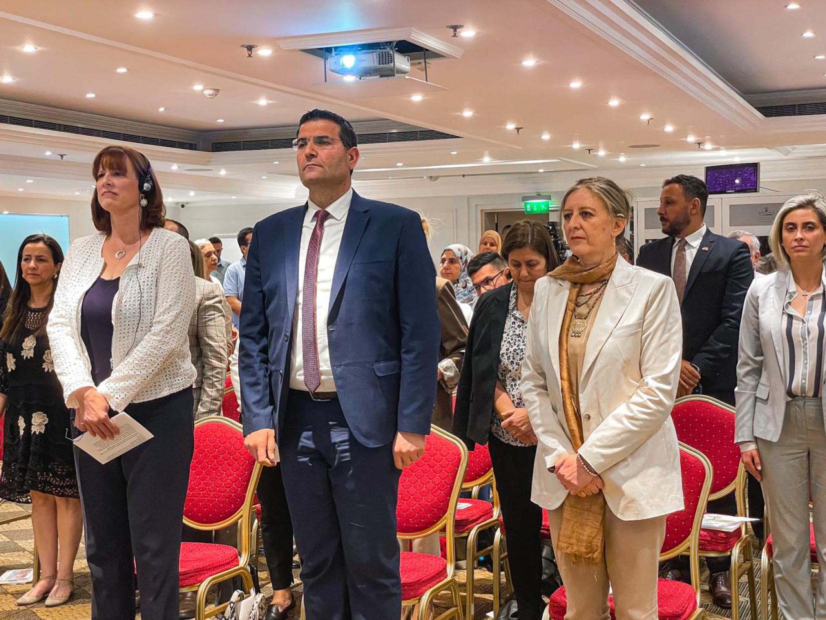 From Left to Right:  Ambassador of Canada to Lebanon, H.E. Stephanie McCollum; Minister of Agriculture, Dr. Abbas Al Hajj Hassan, and the FAO Representative to Lebanon, Nora Ourabah Haddad