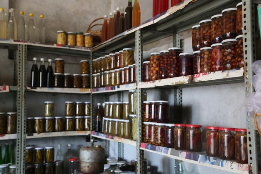 Shelves inside Ghazi's current shop