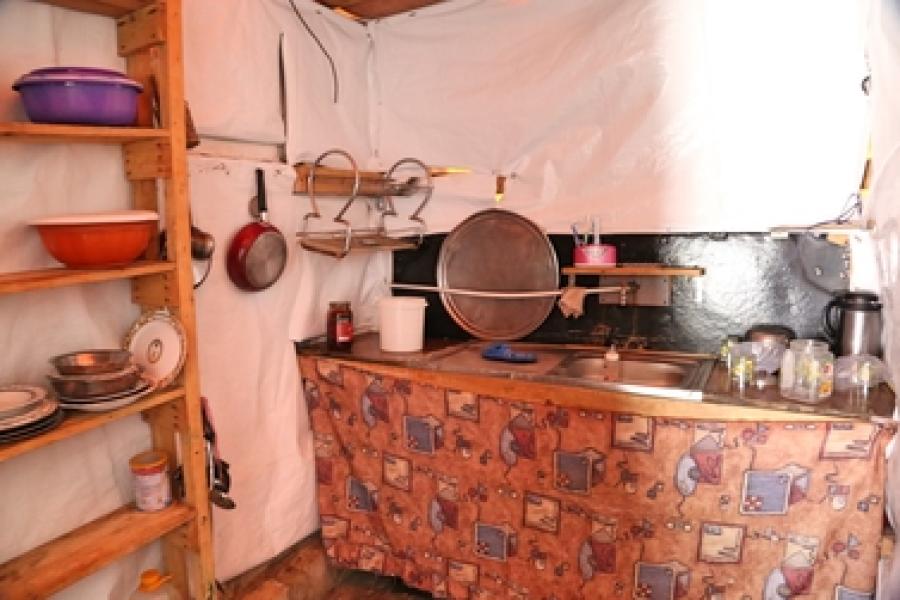 Fatima's kitchen, where she only cooks rice