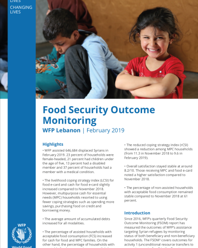 Food Security Outcome Monitoring Report (Feb 2019)