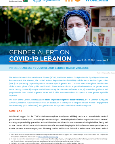 Gender Alert 1 on COVID Lebanon