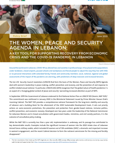 The Women, Peace, and Security Agenda in Lebanon