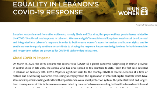 Women’s Needs and Gender Equality in Lebanon’s COVID-19 Response